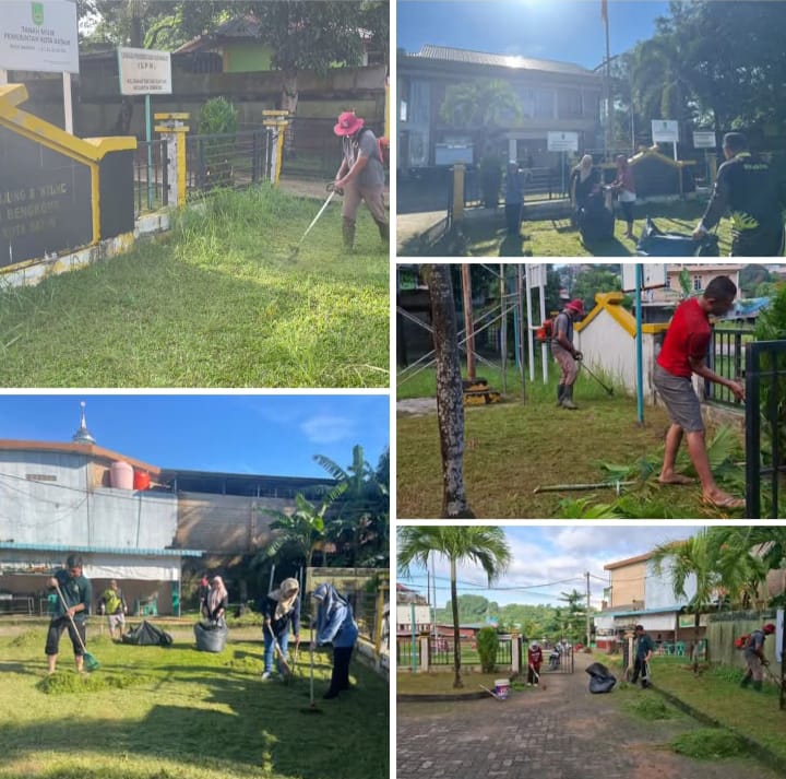 Gotong Royong Bersihkan Kantor, Lurah Tanjung Buntung Terapkan Arahan Walikota Batam