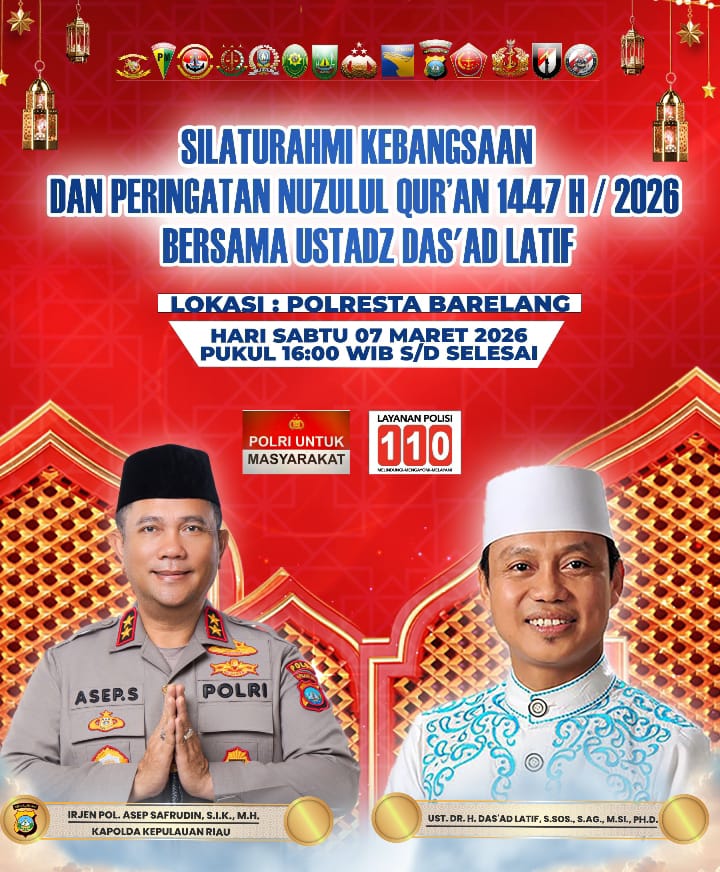 Hadirkan Ustadz Das’ad Latif, Polda Kepri Gelar Silaturahmi Kebangsaan dan Peringatan Nuzulul Qur’an di Batam