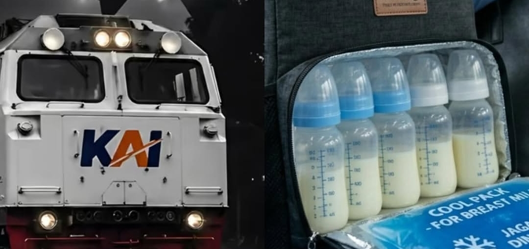 Foto ilustrasi: Lokomotif kereta api dan cooler bag untuk ASI. (Instagram/rumpi_gosip)