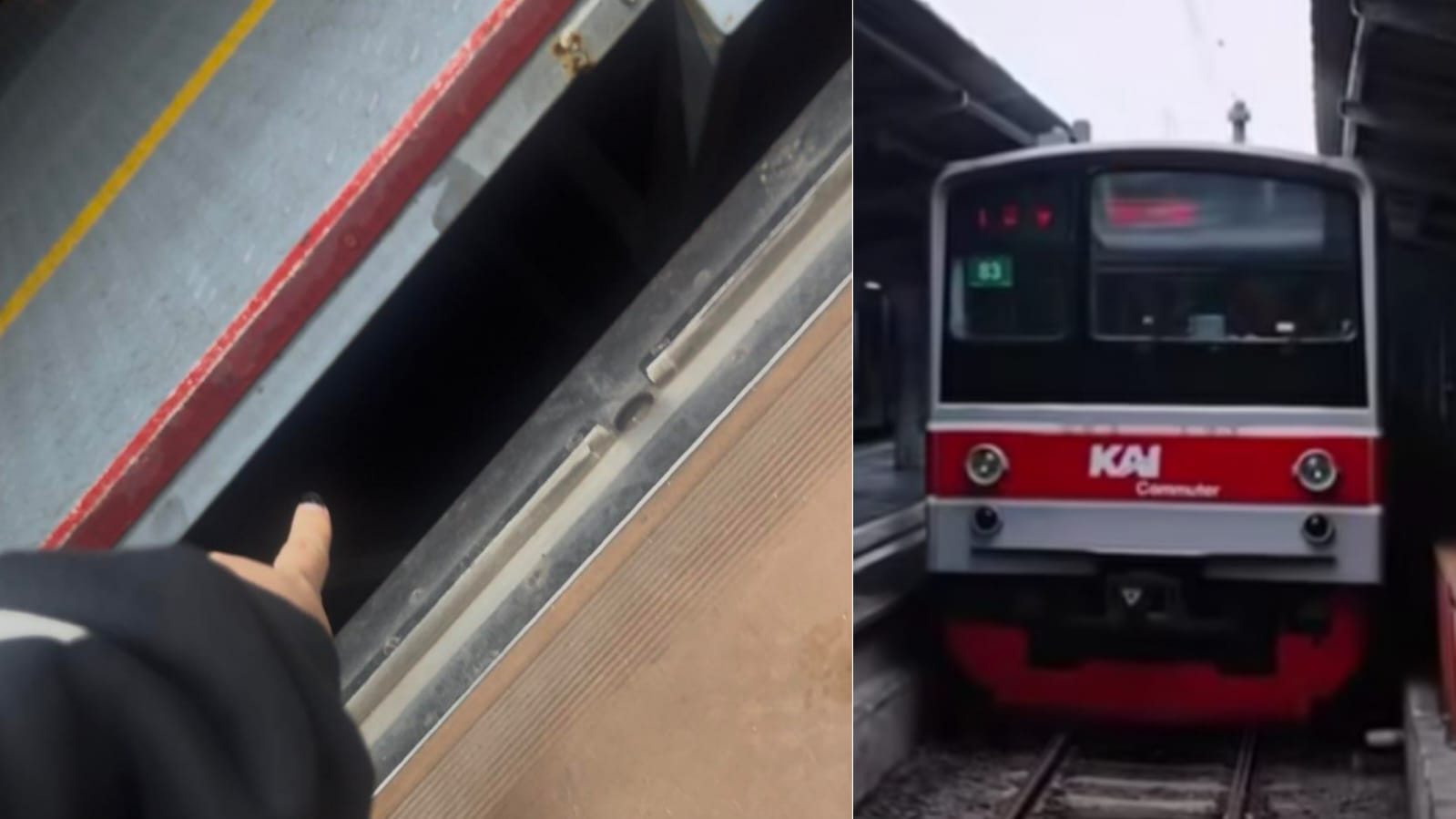 Keterangan Poto: Viral penumpang KRL menciduk pria di bawah peron untuk merekam diam-diam. (Threads/andinewst - Instagram/commuterline)