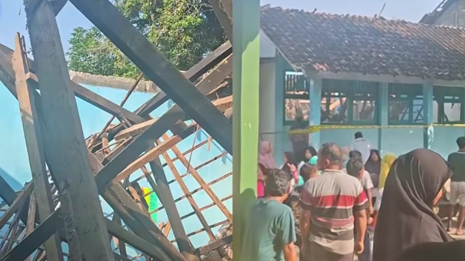 Atap Kelas MTs Muhammadiyah di Sragen Ambruk saat KBM, 7 Siswa dan 1 Guru jadi Korban