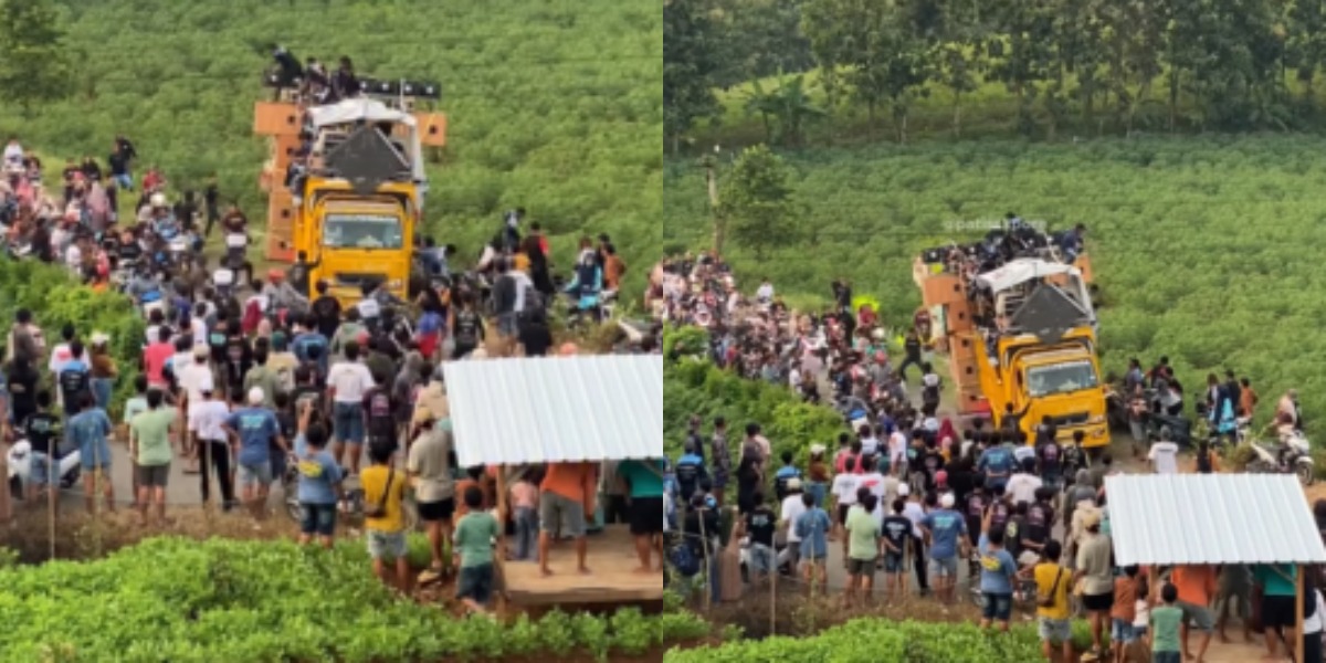 Keterangan Poto: Menyoroti insiden viral terkait dugaan truk bermuatan sound horeg hampir terguling saat berada di jalan tanjakan wilayah Tlogowungu, Pati. (Instagram.com/@patisakpore)